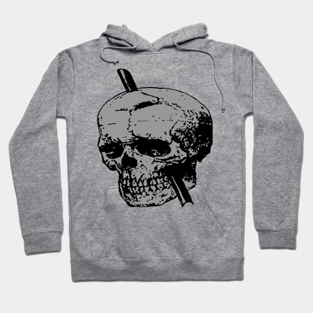 Grey Skull of Phineas Gage With Tamping Iron Hoodie by taiche